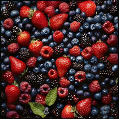 Mixed berries, top down view