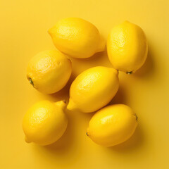 Lemons on yellow background, food lifestyle illustration