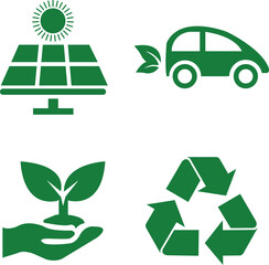 Ecology green energy icon set vector illustration