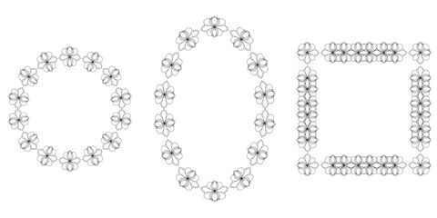 Set hand drawn Floral empty Frame isolated white. Vector illustration of elegent Florempty Frame collection. Perfect for social media reels stories decor