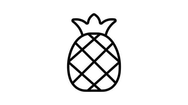 A captivating outline aminated icon of ripe pineapple fruit
