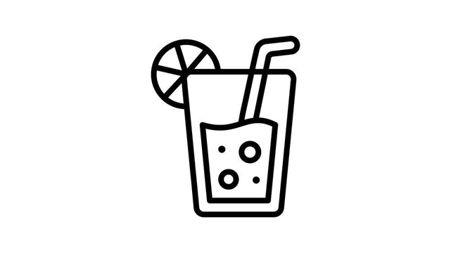 A captivating outline aminated icon of refreshing lemonade glass