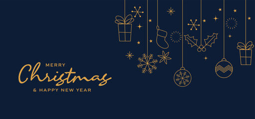 Merry Christmas and happy new year on Christmas letters, Gift boxes, Christmas element for greeting 