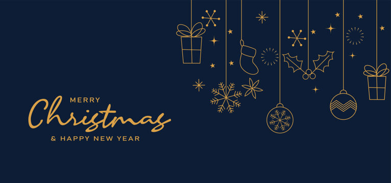 Merry Christmas and happy new year on Christmas letters, Gift boxes, Christmas element for greeting 