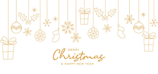 Naklejka premium Merry Christmas and happy new year on Christmas letters, Gift boxes, Christmas element for greeting 