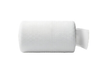 Fototapeta premium Close-up of a clean white cylindrical object with a tab emerging from the right side isolated on transparent background