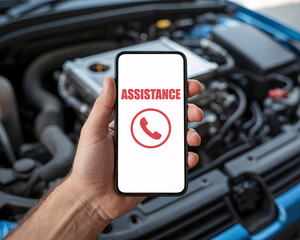 Urgent roadside assistance needed? Call for help now with your smartphone, your car engine is exposed.