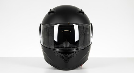 Matte black full-face helmet with clear visor and air vents