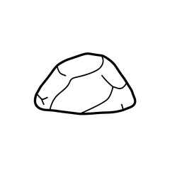 Simple Black and White Outline Drawing of a Smooth Rock with Veins