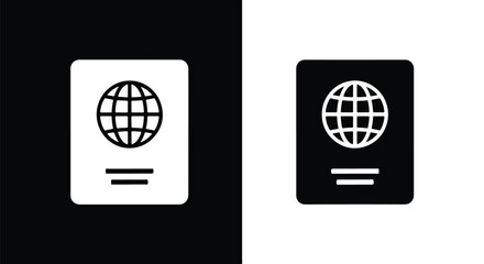 Passport icon set globe world travel identity document symbol - Line and glyph icon and logo - Vector icon symbol for website - Icon vector