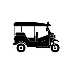 Silhouette of a Three-Wheeled Auto Rickshaw with Open Cabin Design