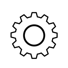 Simple Black Outline Gear Icon for Graphic Design