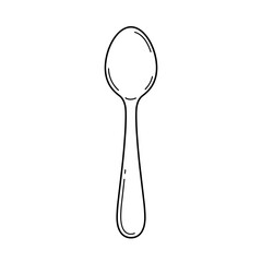 Simple Black and White Line Drawing of a Spoon for Culinary Use