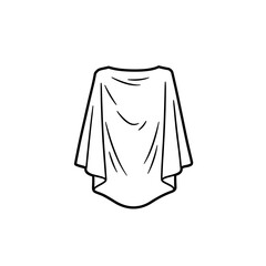 Simple Black and White Illustration of a Drapey Poncho Garment