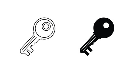 Classic key icon duo two styles unlock security access and entrance symbol - Line and glyph icon and logo - Vector icon symbol for website - Icon vector