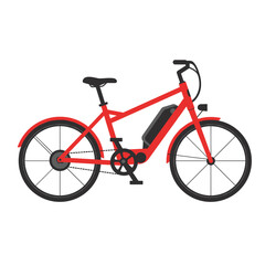 Obraz premium Vibrant Red Electric Bicycle with Sleek Black Accents and Modern Design
