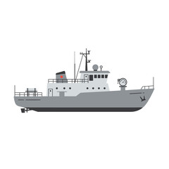 Obraz premium Gray Research Vessel Profile with Detailed Features