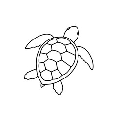 Obraz premium Simple Black Outline of a Sea Turtle Swimming Gracefully.
