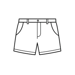 Outline Illustration of Classic Shorts with Pockets and Belt Loops
