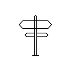 Obraz premium Simple Black Line Art of a Directional Signpost