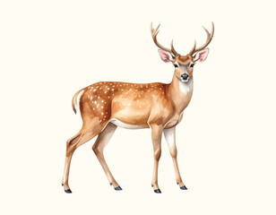 Fototapeta premium Watercolor vector of deer, isolated on a white background