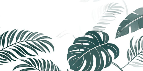 Botanical tropical leaves illustration foliage design plant nature background wallpaper green leaf pattern art, 100 vector illustration