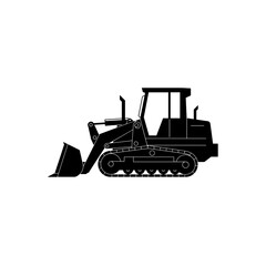 Naklejka premium Black Silhouette of a Track Loader Excavator
