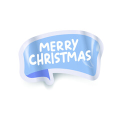 Merry Christmas blue sticker vector design, creative holiday typography, modern festive graphic art for cards, invitations, social media banners, and seasonal decorations. Merry Christmas text