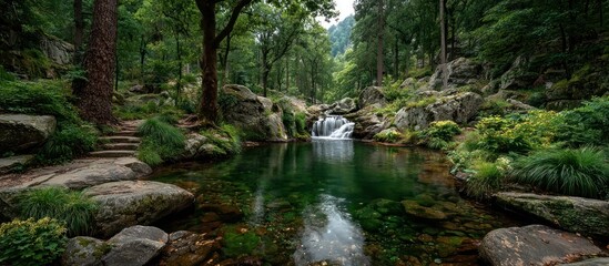 Serene Forest Waterfall Pool