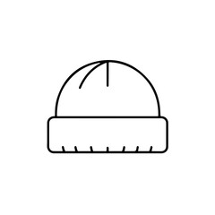 Fototapeta premium Minimalist Outline of a Knitted Beanie Hat with Folded Brim