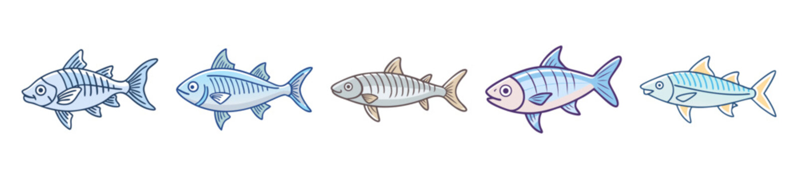 Whimsical cartoon bonefish illustration with artistic flourishes