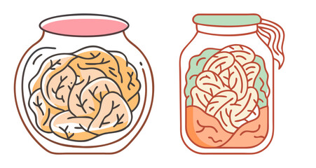 Two jars of delicious fermented kimchi ready to eat