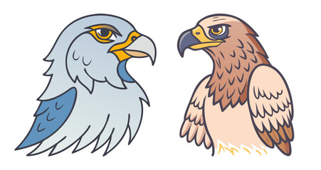 Obraz premium Two majestic falcons facing each other in detailed artwork
