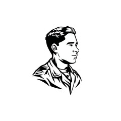 Profile portrait of a man in monochrome style for conceptual design use