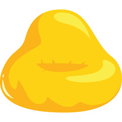 Glossy Yellow Blob Character with Closed Eyes and Spiky Mouth Detail on Transparent Background