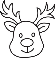 Adorable Cartoon Reindeer Head with Antlers and Smiling Face Festive Holiday Vector Illustration in Minimalist Style