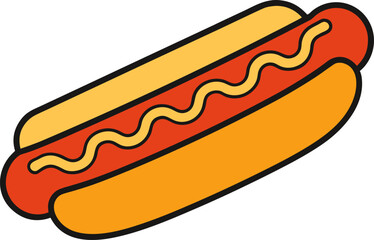 Simple Hot Dog Icon Vector Fast Food