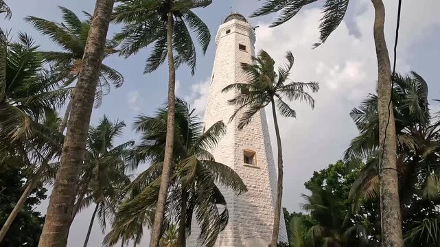 Dondra Head Lighthouse Surrounded by Palm Trees &ndash; Scenic Coastal Landmark, Sri Lanka