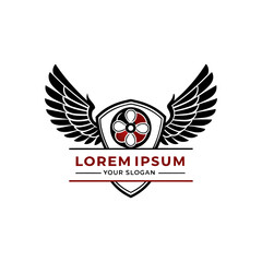 Winged shield floral emblem logo design for brand identity and elegance