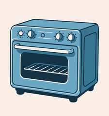 Obraz premium Blue retro oven appliance with knobs, vintage kitchen design, isolated