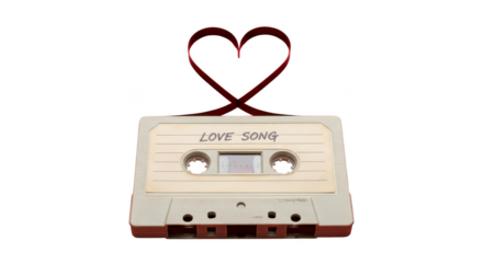 Cassette tape forms a heart shape