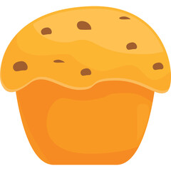 Golden Brown Muffin With Chocolate Chips Isolated On White Background Minimalist Food Illustration