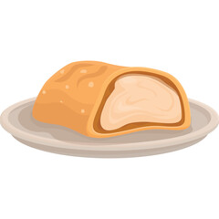 Golden Brown Pastry Filled With Cream Served On A White Plate Isolated On A Transparent Background