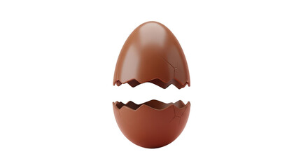 Cracked chocolate egg shell levitating halves