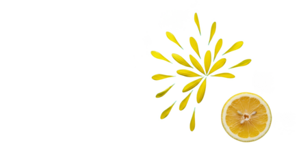 Deconstructed daisy lemon core  petals aloft