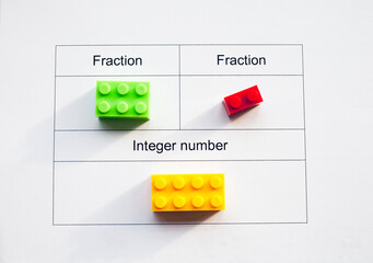Math Concepts: Fractions and Integers with Colorful Toy Bricks