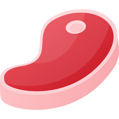 Raw Steak Icon In A Cartoon Style With A Transparent Background