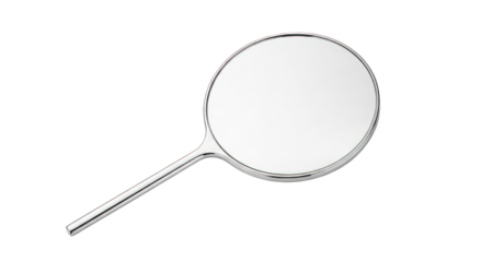 Handheld mirror with a round shape on transparent background