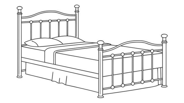 Elegant antique metal bed frame with crisp linens and pillows, perfect for interior design inspiration and bedroom decor
