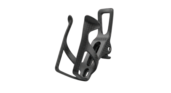 Black bicycle water bottle cage on transparent background